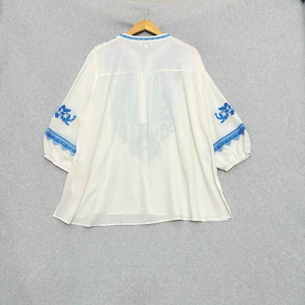 Angel Heart Boutique Women's Embroidered Tunic Top 2X‎  White Embroidered Boho - Picture 2 of 9